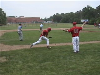 Stevie Gonzalez beats feet while Coach Prange decides which direction he should go.
