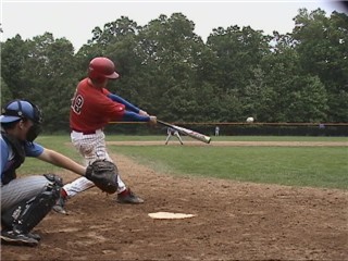Matt Berry hits a double with Jowers' bat.