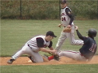 Joe Palumbo safe at second on the steal.