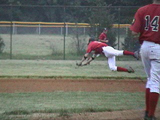 Joe makes the final out as he comes in for a graceful landing.