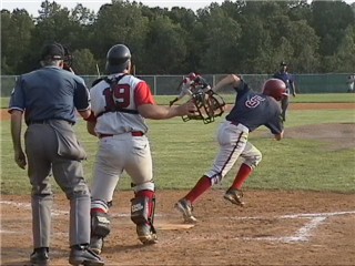 Steve Gonzalez beats out an infield hit
