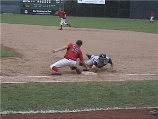 Brett Cecil throws to Andy Walther and picks off the runner