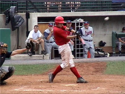 Greg Lynch hits a double down the right field line